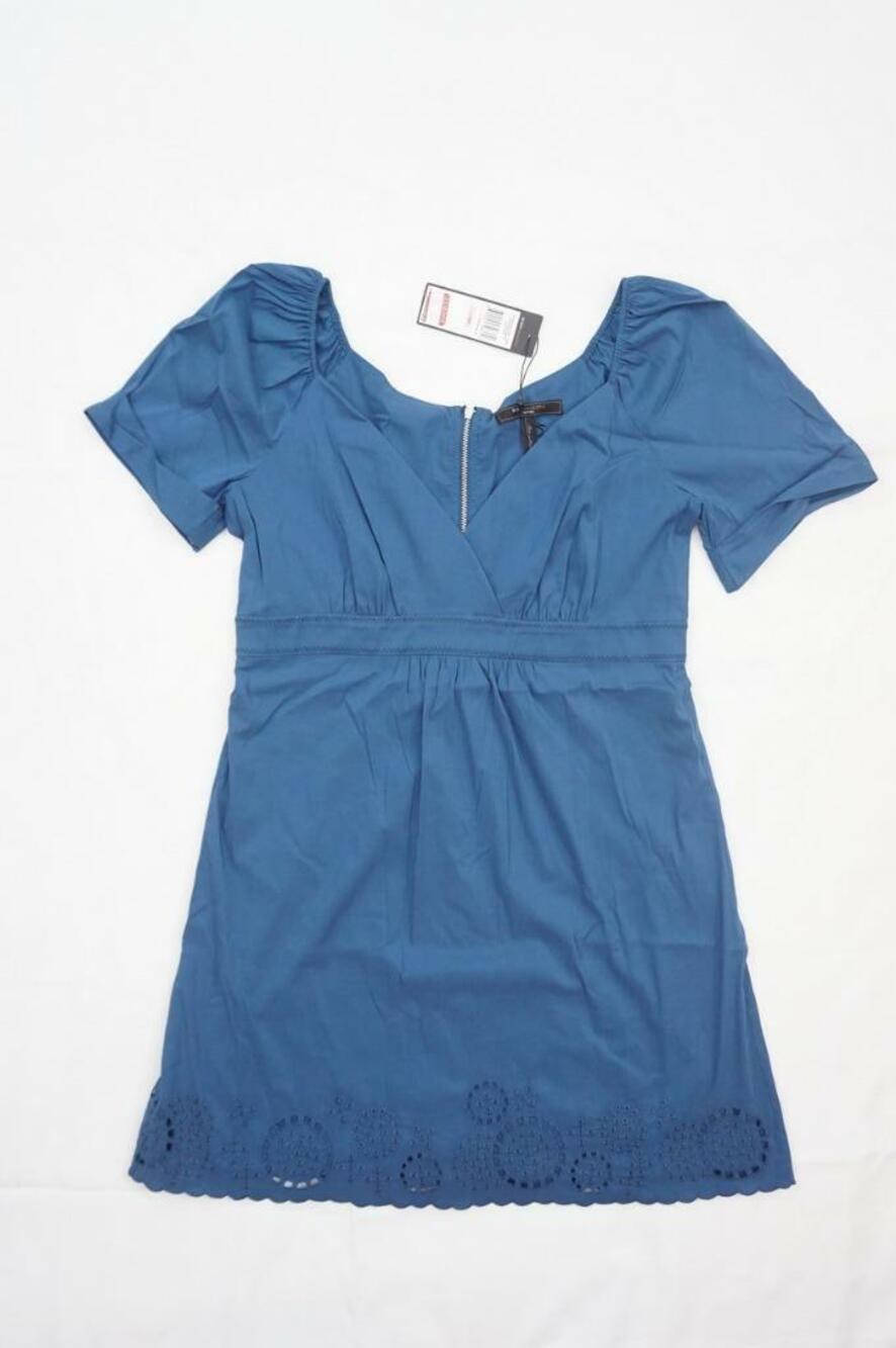 BCBG MAXAZRIA NEW 10P CHINA BLUE (TEAL) WOVEN COTTON DRESS CUTOUT/ZIP UP